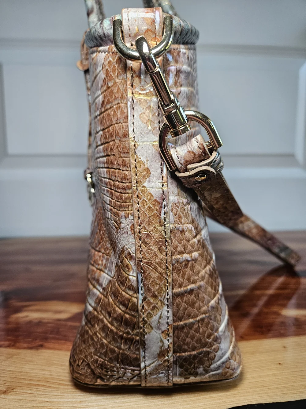 Brahmin Small Elaine Satchel + Matching Wallet | Truffle Python Ombre Melbourne